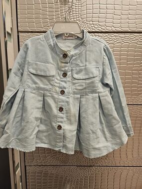 Light Blue Girls' Button-Front Jacket